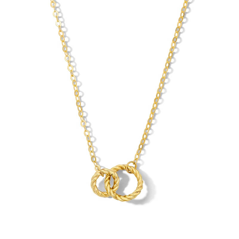 Main Image 1 of Reaura Linked Twist Circles Necklace in Hollow Repurposed 10K Gold