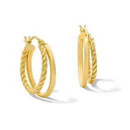 Reaura Twist and Polish Double-Hoop Earrings in Hollow Repurposed 10K Gold