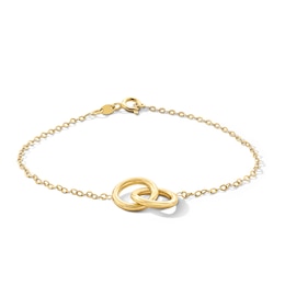 Linked Circles Bracelet in Hollow 14K Gold - 7.25"