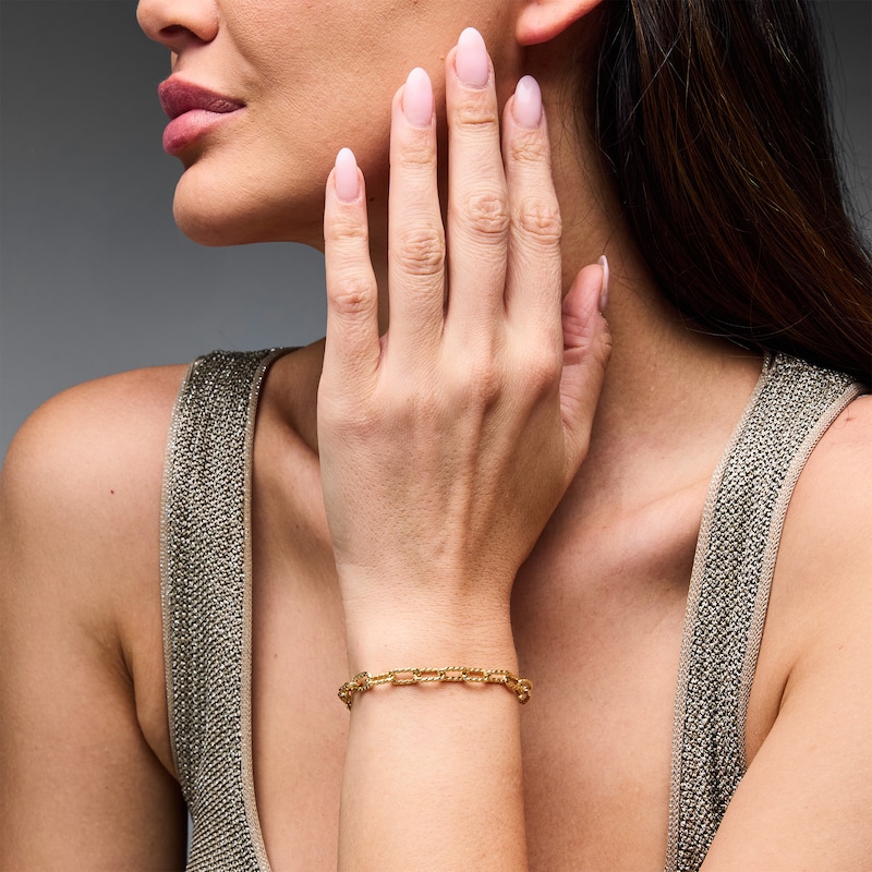 Main Image 2 of Reaura Twist-Link Paper Clip Chain Bracelet in Hollow Repurposed 10K Gold - 7.5"