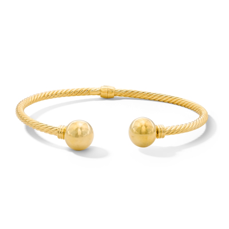 Main Image 1 of Reaura Open Ball-End Bangle Bracelet in Hollow Repurposed 10K Gold