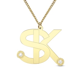 0.10 CT. T.W. Lab-Grown Diamond Overlapping Initials Pendant (2 Initials) - 20”