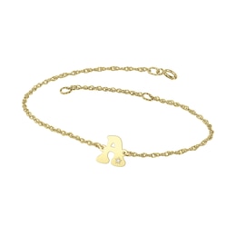 Bubble Initial Bracelet with Diamond Accent (1 Initial) - 7.25"