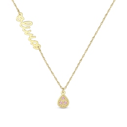 Name and Birthstone Drop Pendant (1 Name and Stone) - 18”