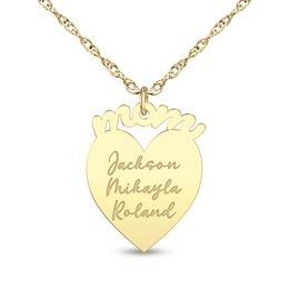 Engravable Family “mom” Heart Pendant (3 Lines)