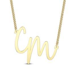 Script Monogram Necklace in Sterling Silver with 24K Gold Plate (2 Initials) - 20”