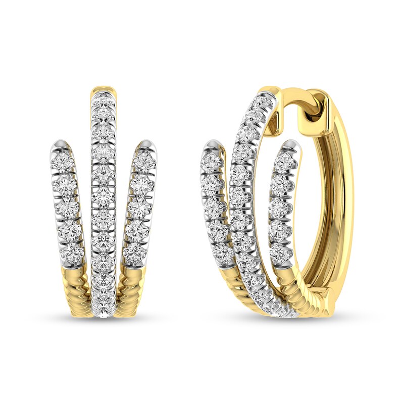 0.30 CT. T.W. Lab-Grown Diamond Huggie Hoop Earrings in 10K Gold