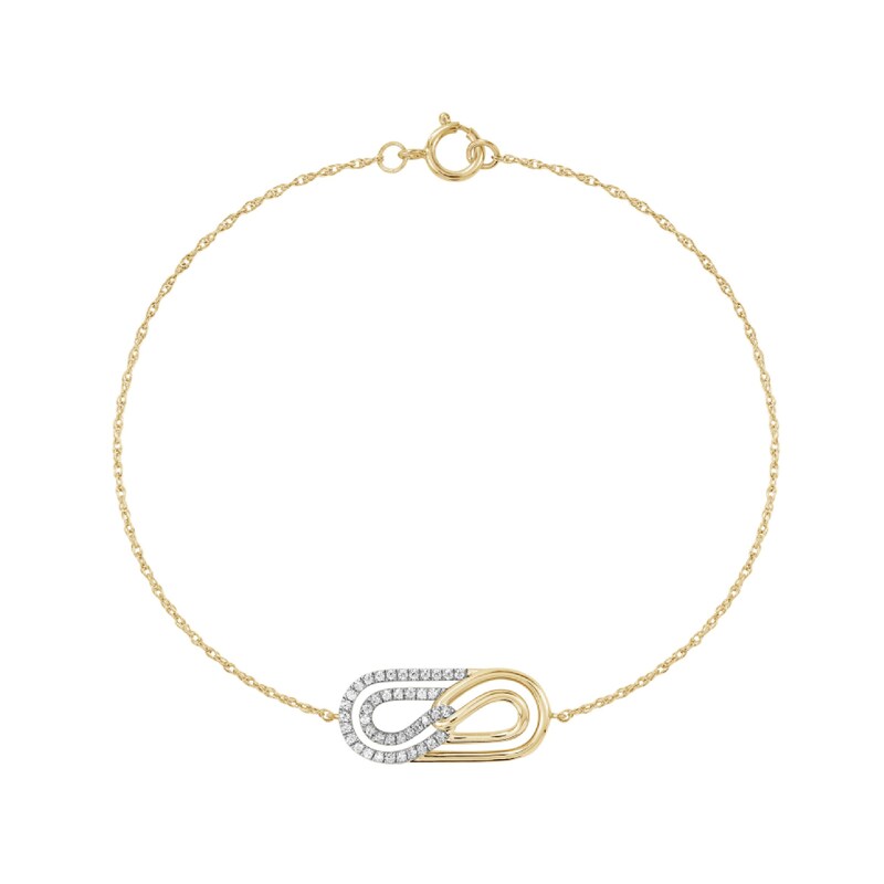 0.20 CT. T.W. Lab-Grown Diamond Looping Paper Clip Bracelet in 10K Gold