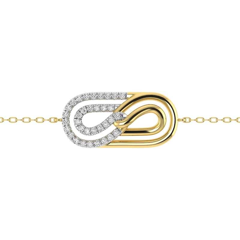 0.20 CT. T.W. Lab-Grown Diamond Looping Paper Clip Bracelet in 10K Gold