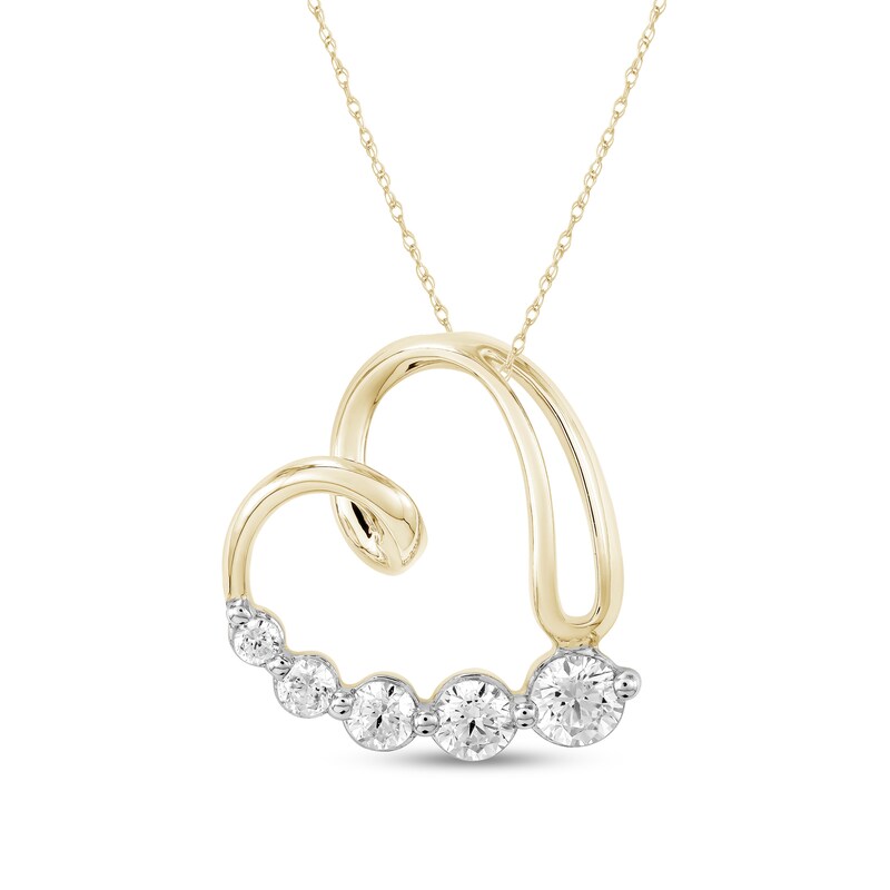0.29 CT. T.W. Certified Lab-Grown Diamond Journey Heart Pendant in Sterling Silver with 14K Gold Plate (F/SI2)
