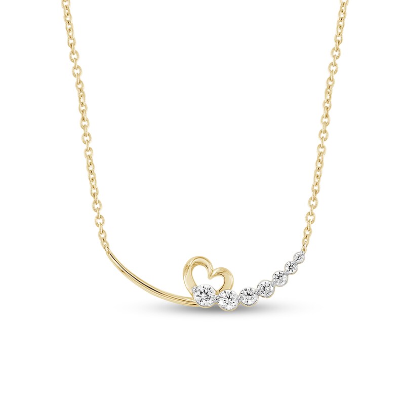 0.50 CT. T.W. Lab-Grown Diamond Journey Curved Bar Necklace in Sterling Silver with 14K Gold Plate (F/SI2)