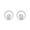 Thumbnail Image 1 of 0.05 CT. T.W. Certified Lab-Grown Diamond Beaded Open Circle Stud Earrings in Sterling Silver (F/SI2)