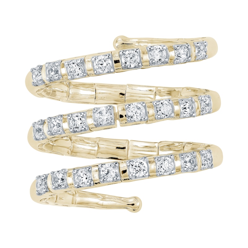 0.70 CT. T.W. Certified Lab-Grown Diamond Spiral Flex Ring in Sterling Silver with 14K Gold Plate (F/SI2)