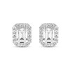 Thumbnail Image 1 of 4.75 CT. T.W. Emerald-Cut Certified Lab-Grown Diamond Frame Stud Earrings in Sterling Silver (F/SI2)
