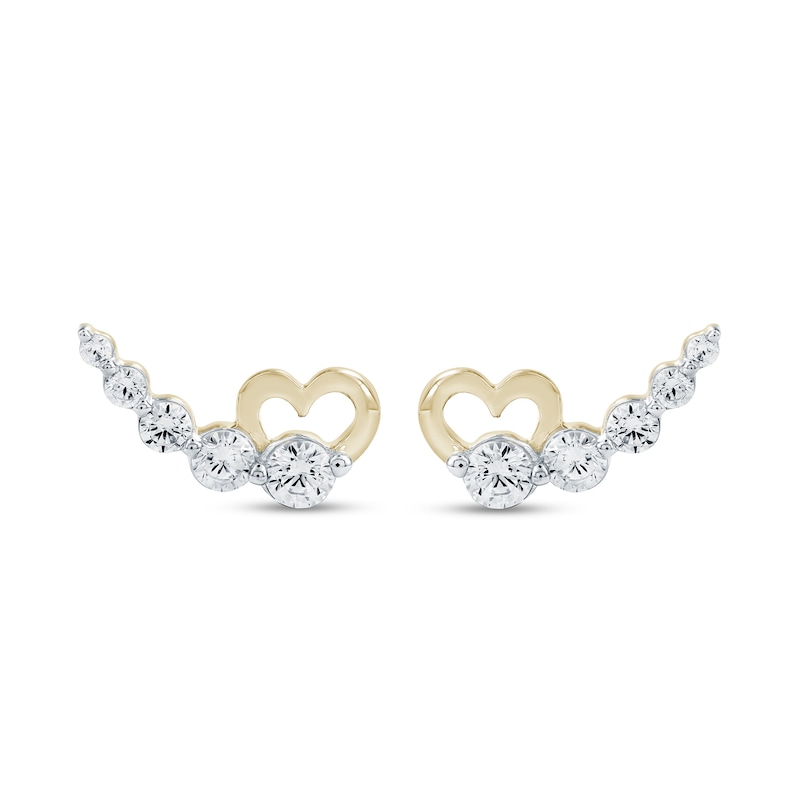 0.70 CT. T.W. Lab-Grown Diamond Heart Stud Earrings in Sterling Silver with 14K Gold Plate