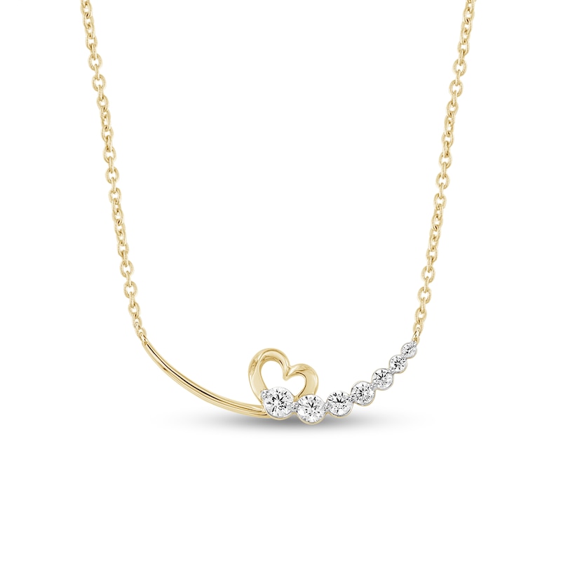 0.50 CT. T.W. Lab-Grown Diamond Journey Curved Bar Necklace in 10K Gold (F/SI2)