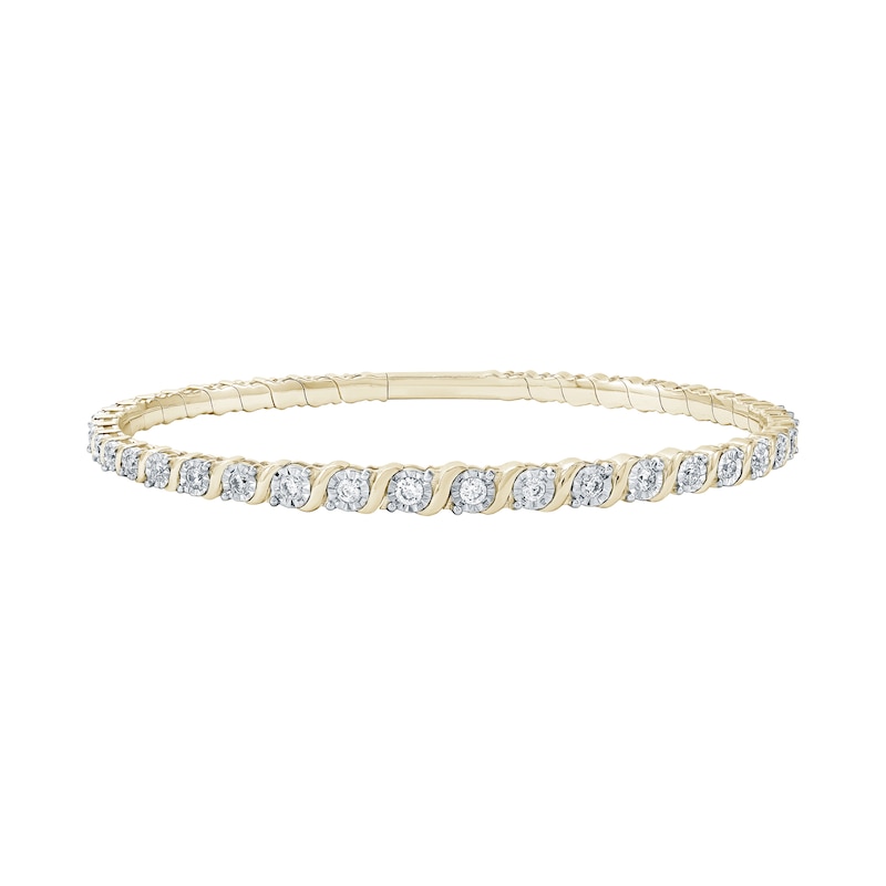 0.95 CT. T.W. Certified Lab-Grown Diamond Flex Bangle "S" Bracelet in 10K Gold (F/SI2)