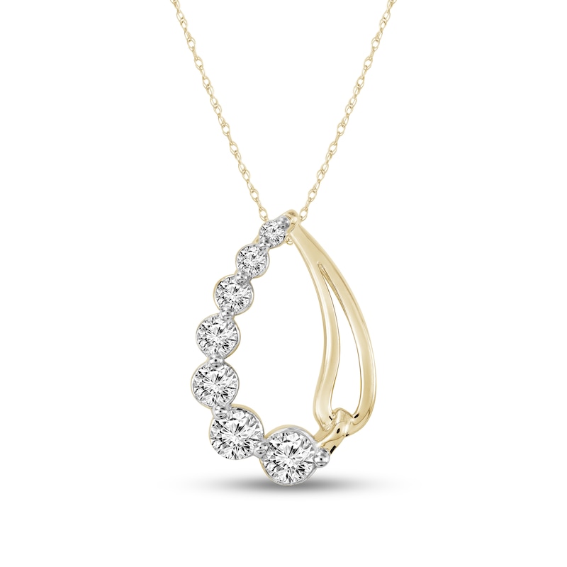 0.50 CT. T.W. Certified Lab-Grown Diamond Journey Teardrop Pendant in 10K Gold (F/SI2)