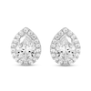 Thumbnail Image 1 of 4.85 CT. T.W. Pear-Shaped Certified Lab-Grown Diamond Frame Stud Earrings in Sterling Silver (F/SI2)