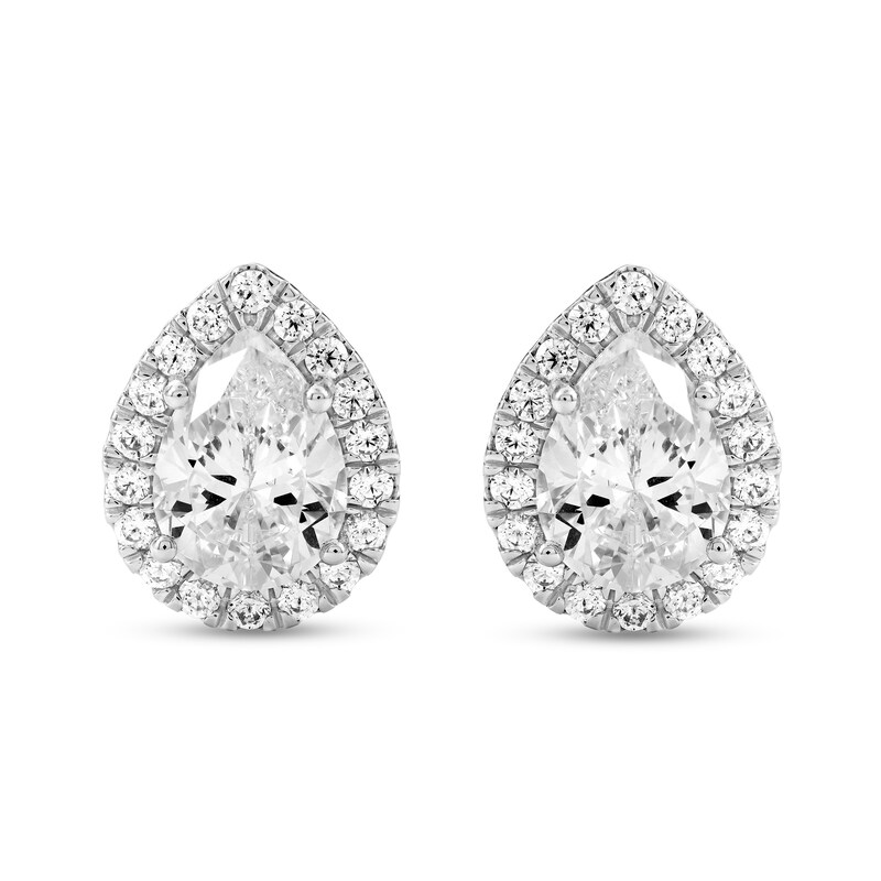 CT. T.W. Pear-Shaped Certified Lab-Grown Diamond Frame Stud Earrings in Sterling Silver (F/SI2