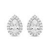 Thumbnail Image 1 of 3.50 CT. T.W. Pear-Shaped Certified Lab-Grown Diamond Frame Stud Earrings in Sterling Silver (F/SI2)