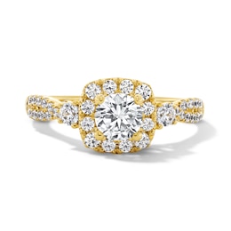 1.00 CT. T.W. Certified Lab-Grown Diamond Cushion Frame Engagement Ring in 10K Gold (F/SI2)