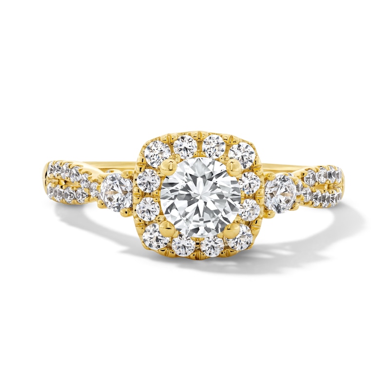 1.00 CT. T.W. Certified Lab-Grown Diamond Cushion Frame Engagement Ring 10K Gold (F/SI2)
