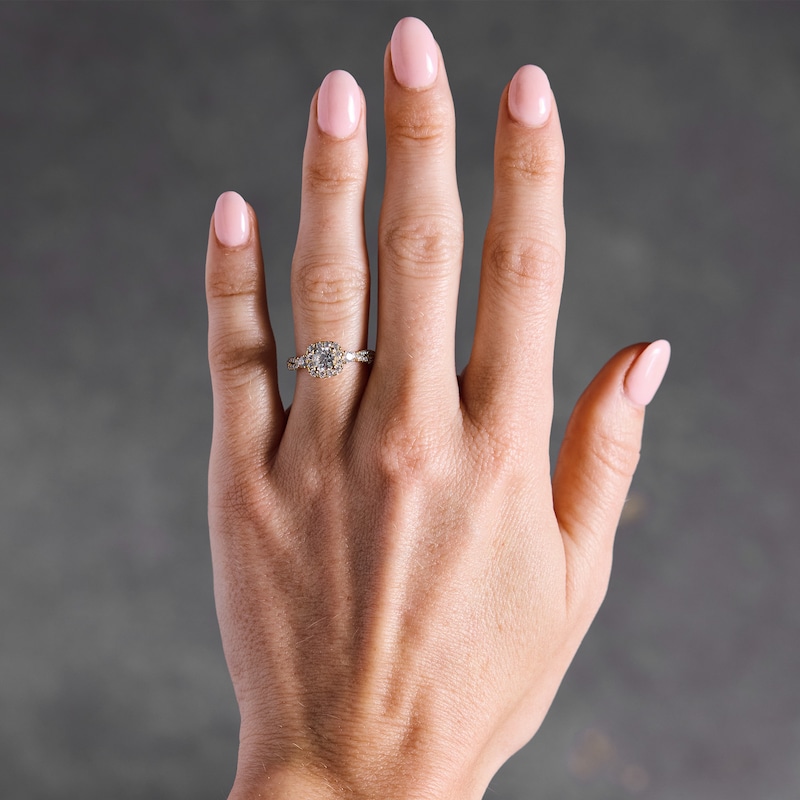 1.00 CT. T.W. Certified Lab-Grown Diamond Cushion Frame Engagement Ring 10K Gold (F/SI2)