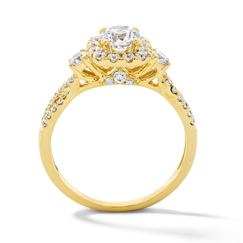 1.00 CT. T.W. Certified Lab-Grown Diamond Cushion Frame Engagement Ring 10K Gold (F/SI2)