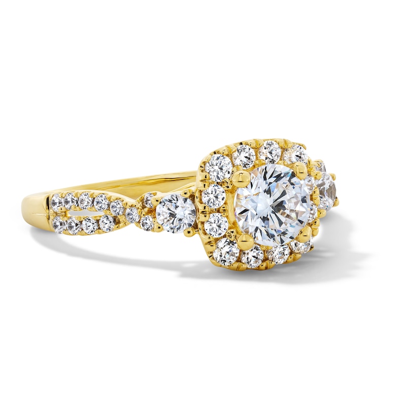 1.00 CT. T.W. Certified Lab-Grown Diamond Cushion Frame Engagement Ring 10K Gold (F/SI2)