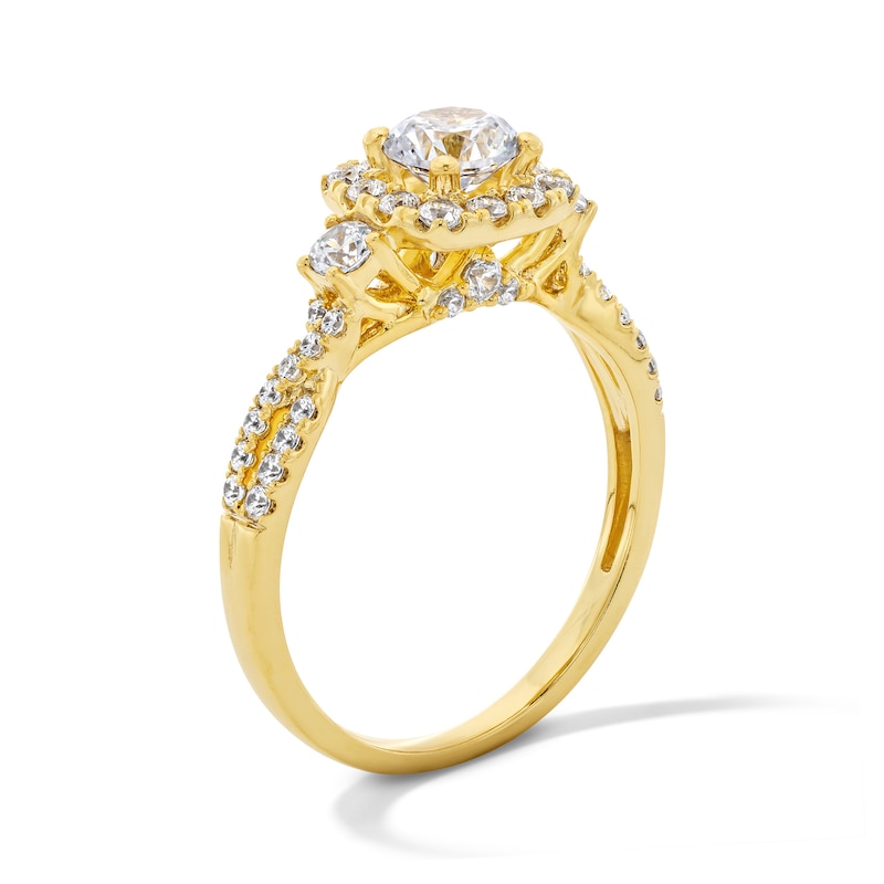 1.00 CT. T.W. Certified Lab-Grown Diamond Cushion Frame Engagement Ring 10K Gold (F/SI2)