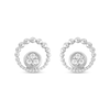 Thumbnail Image 1 of 0.05 CT. T.W. Certified Lab-Grown Diamond Beaded Open Circle Stud Earrings in 10K White Gold (F/SI2)