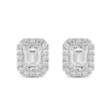 Thumbnail Image 1 of 3.50 CT. T.W. Emerald-Cut Certified Lab-Grown Diamond Frame Stud Earrings in 10K White Gold (F/SI2)