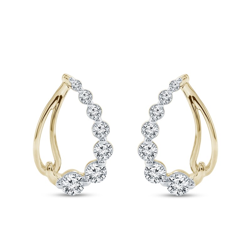 0.70 CT. T.W. Lab-Grown Diamond Graduated Teardrop Earrings in 10K Gold