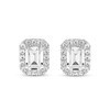 Thumbnail Image 1 of 4.75 CT. T.W. Emerald-Cut Certified Lab-Grown Diamond Frame Stud Earrings in 10K White Gold (F/SI2)