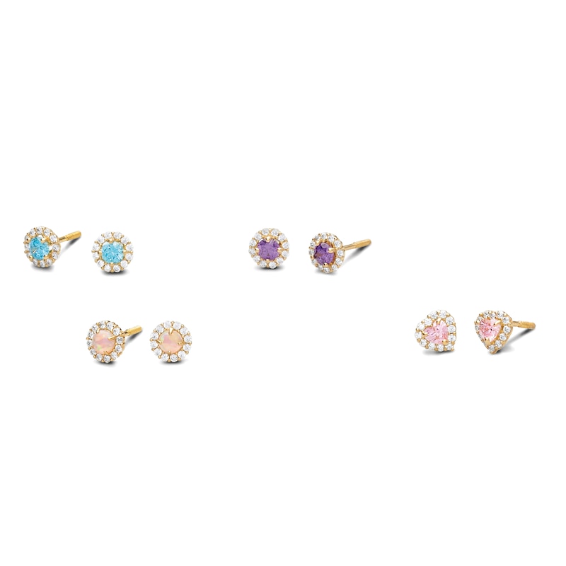 Child's Blue and White Cubic Zirconia Stud Earrings in 10K Gold