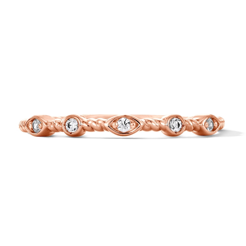 0.04 CT. T.W. Diamond Stackable Anniversary Station Ring in 10K Rose Gold