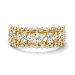 1 CT.T.W Princess-Cut Diamond Multi-Row Anniversary Ring in 10K Yellow Gold