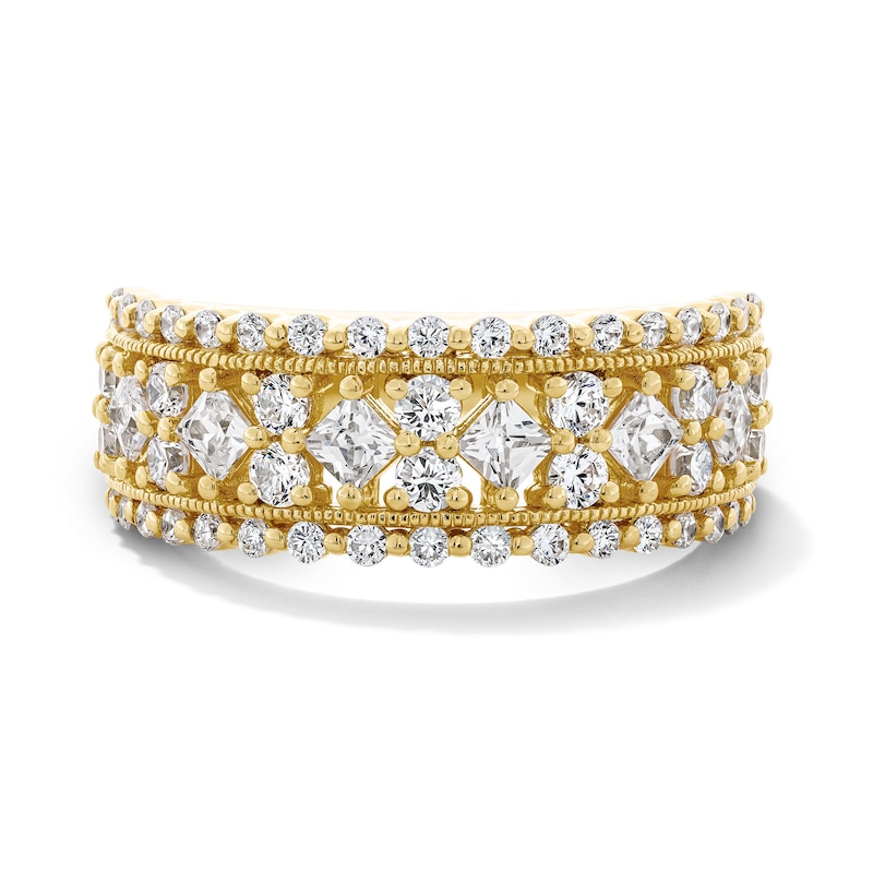 1 CT.T.W Princess-Cut Diamond Multi-Row Anniversary Ring 10K Yellow Gold