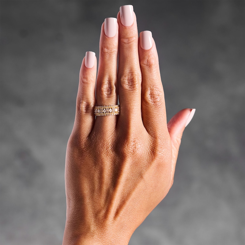 1 CT.T.W Princess-Cut Diamond Multi-Row Anniversary Ring 10K Yellow Gold