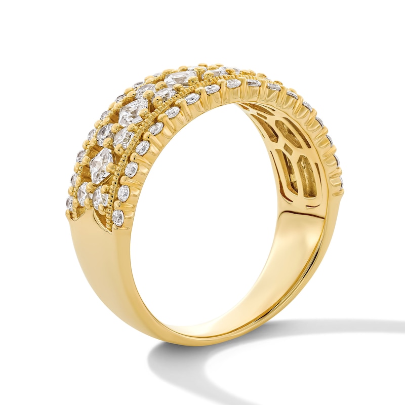 1 CT.T.W Princess-Cut Diamond Multi-Row Anniversary Ring 10K Yellow Gold