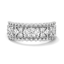1 CT.T.W Princess-Cut Diamond Multi-Row Anniversary Ring in 10K White Gold