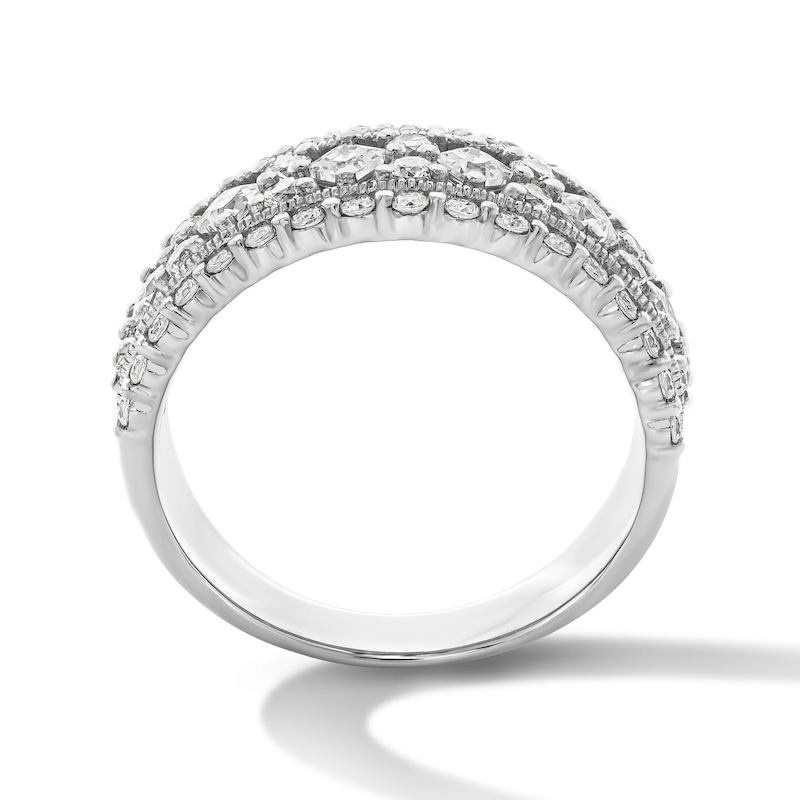 1 CT.T.W Princess-Cut Diamond Multi-Row Anniversary Ring 10K Gold