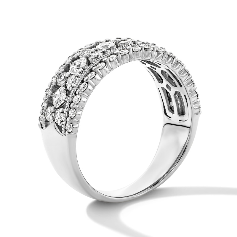 1 CT.T.W Princess-Cut Diamond Multi-Row Anniversary Ring 10K Gold