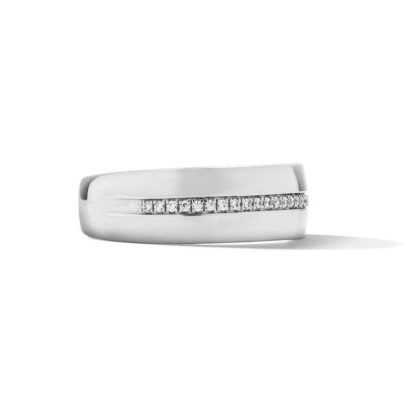 Main Image 4 of 1/6 CT. T.W. Diamond Wedding Band in Sterling Silver