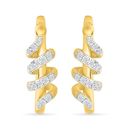 0.18 CT. T.W. Diamond Snake Coiled Hoop Earrings in Sterling Silver with 24K Gold Vermeil