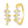 Thumbnail Image 2 of 0.18 CT. T.W. Diamond Snake Coiled Hoop Earrings in Sterling Silver with 24K Gold Vermeil