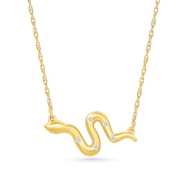 Diamond-Accented Snake Bar Necklace in 10K Gold