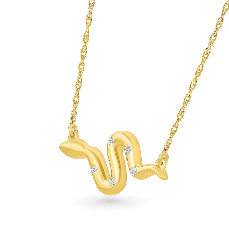 Main Image 2 of Diamond-Accented Snake Bar Necklace in 10K Gold
