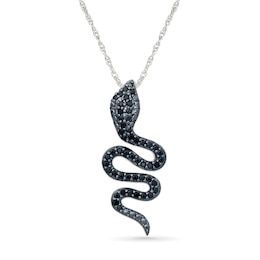 0.23 CT. T.W. Black Diamond Snake Pendant in Sterling Silver with Black Rhodium Plate